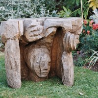 16. Tree stump table sculpture in oak