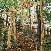 37. Gateway arches to outside classroom, Holy Trinity CE Primary School, Merton, London