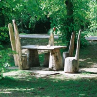 5. Chairs in mixed woods and table in oak. Trent Park