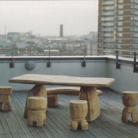 8. Table and stools in cedar